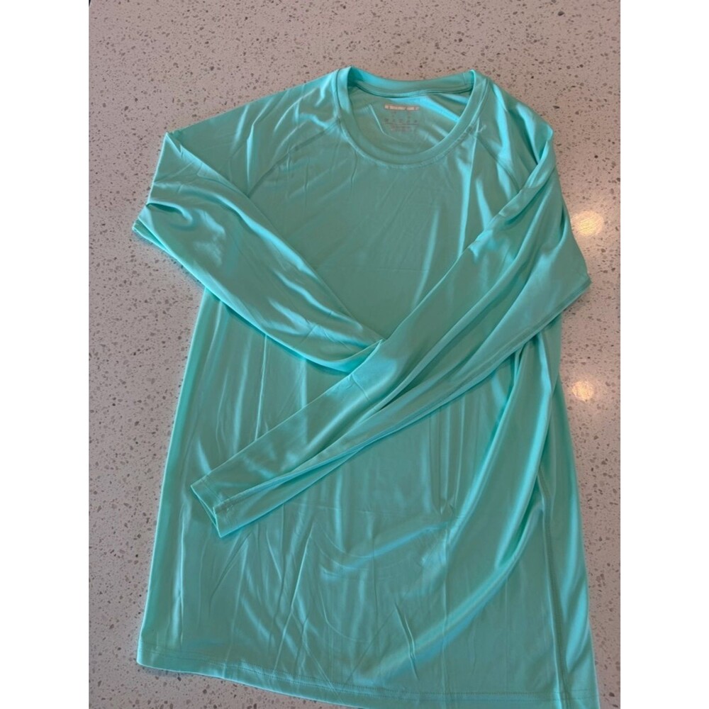 Womenโs Long-Sleeve Crewneck Top - Aqua Green S